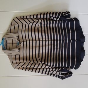 Zac & Rachel Womens Shimmer Stripe Roll Sleeve  Button Down Oversize Size S